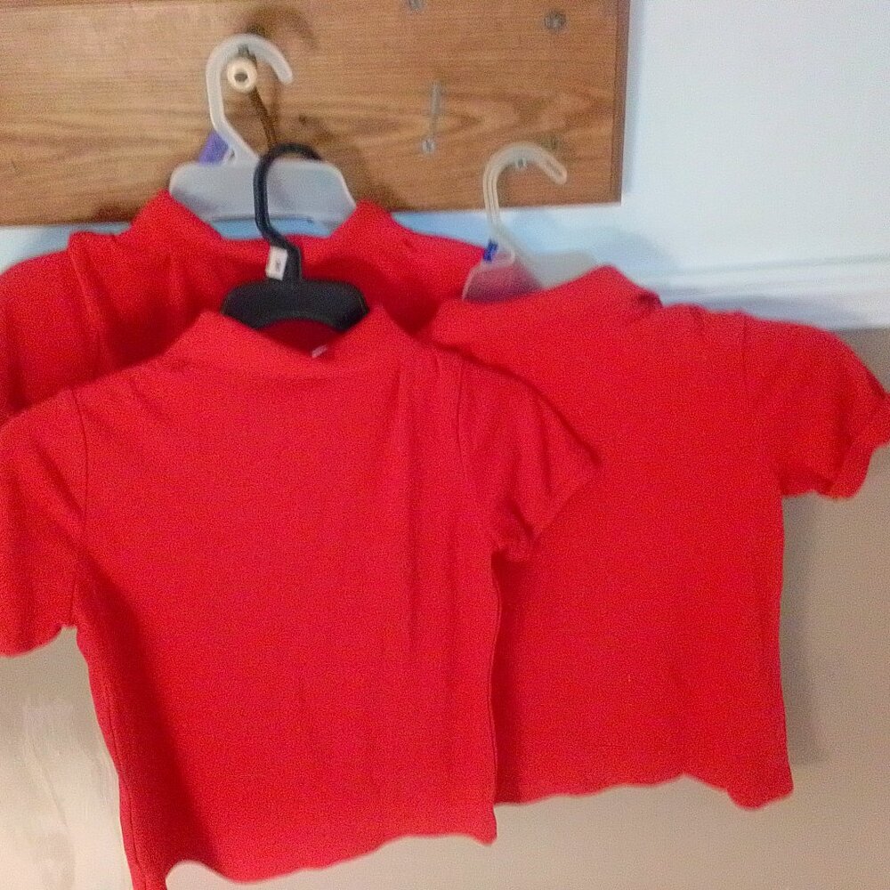 Girls Red Collar Uniform Shirts